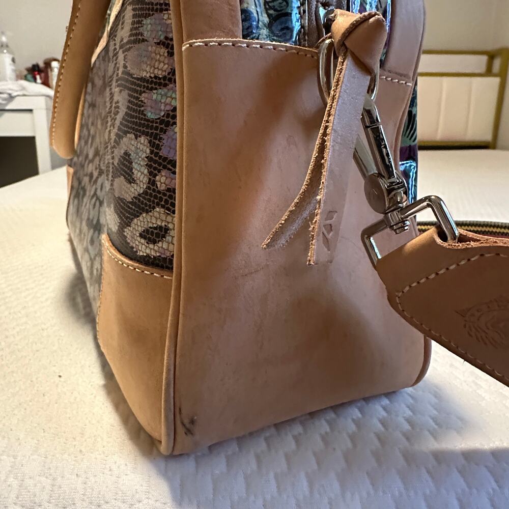 Consuela Beck Commuter Dome Satchel Bag – Multicolor Leather & Canvas - Picture 14 of 15